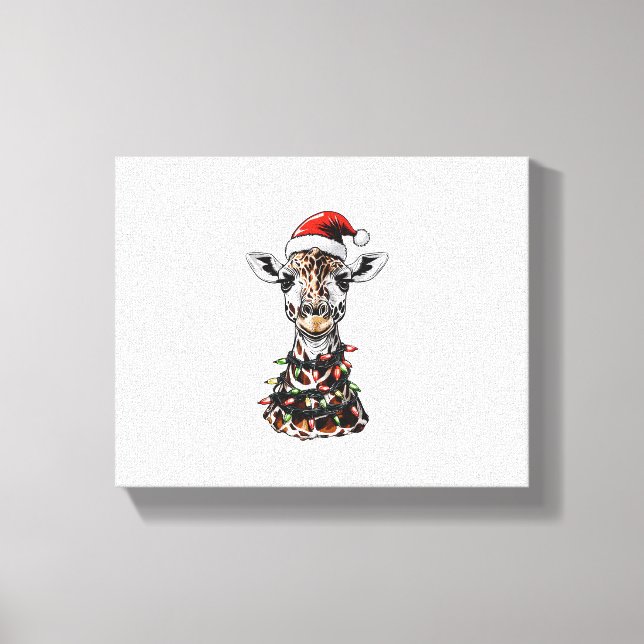 Lienzo Sombrero de Navidad de jirafa Navidad   (Anverso)
