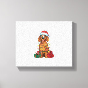 Lienzo Sombrero de Santa Luces de Navidad Setter Inglés P