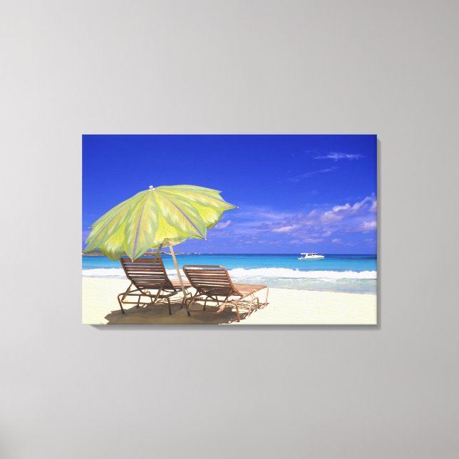 Lienzo Sombrilla de playa, Abaco, Bahamas (Anverso)