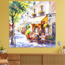 Lienzo Sommermorgen im Straßencafé