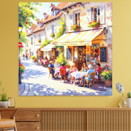 Lienzo Sommermorgen im Straßencafé