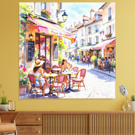 Lienzo Sommermorgen im Straßencafé