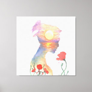 Lienzo Soñando con una puesta de sol