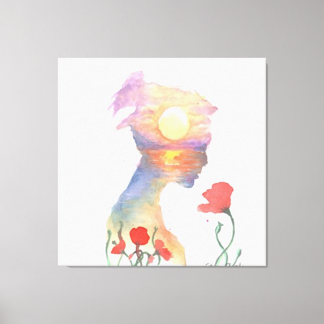 Lienzo Soñando con una puesta de sol (Anverso)