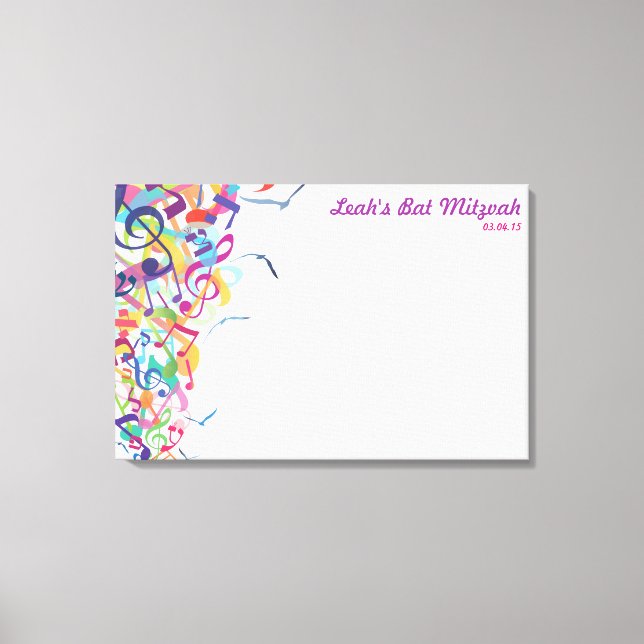 Lienzo SONIDOS DE LA TOMA DE Rótulo DE Bat Mitzvah (Anverso)