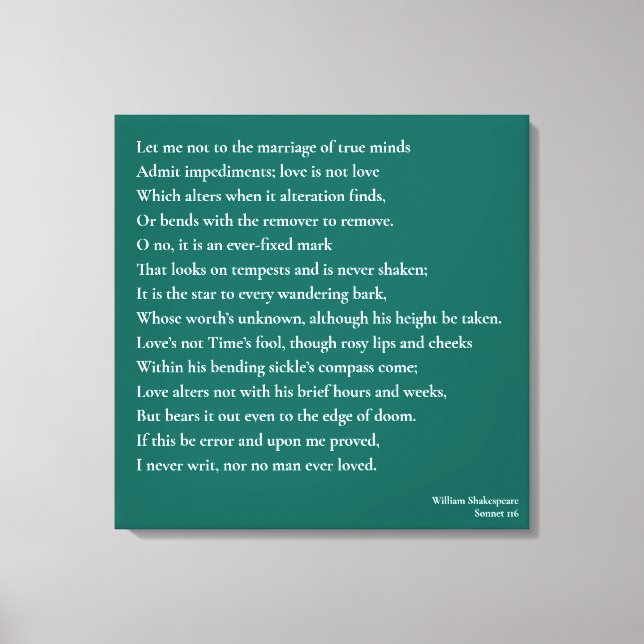 Lienzo Sonnet 116Permítanme no casarme con las mentes ver (Anverso)