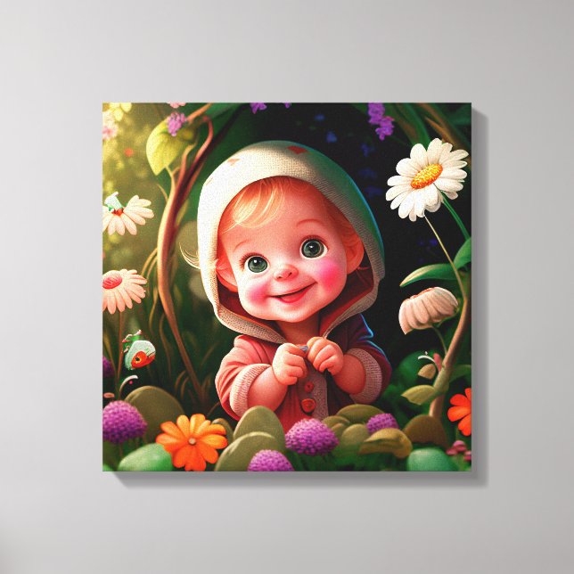 Lienzo Sonriente niño 3d (Anverso)