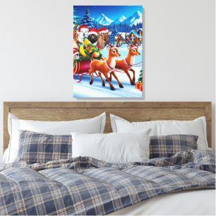 Lienzo Sonrientes Animales Fiestas Canvas de Sleigh de 18