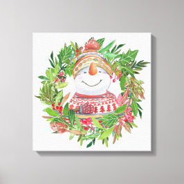 Lienzo Sonrientes Navidades de Snowman Wreath