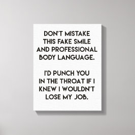 Lienzo Sonrisa falsa - Cita divertida y sarcástica