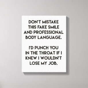 Lienzo Sonrisa falsa - divertida, cita sarcástica