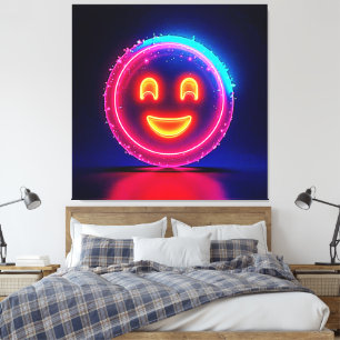 Lienzo Sonrisa Neon: Diseño de brillo feliz brillante