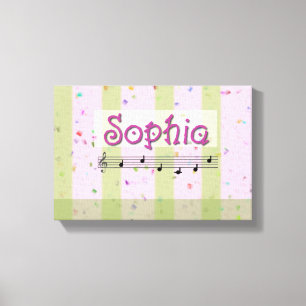 Lienzo Sophia Pink Green Musical Name Canvas