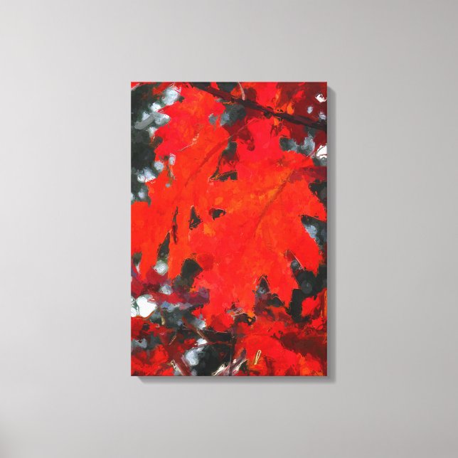 Lienzo Sorprendente pintura de hojas de arce rojas (Anverso)