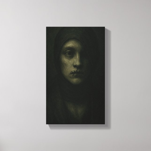 Lienzo Soul silenciado - Retrato simbólico oscuro (Anverso)