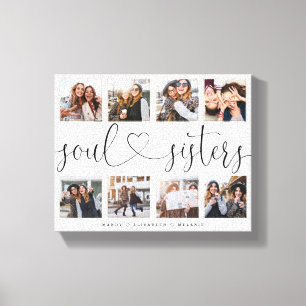 Lienzo Soul Sisters Script Gift For Friends Collage de fo