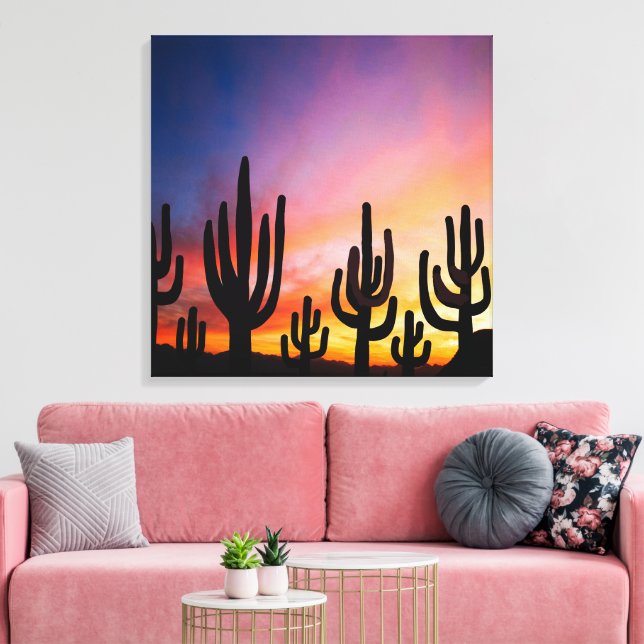 Lienzo Southwestern Desert Landscape Cactus Sunrise Image (Insitu (Sala de estar))