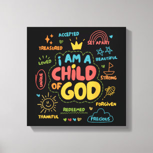 Lienzo Soy un hijo de Dios Retro Cristiano Jesús Fe De
