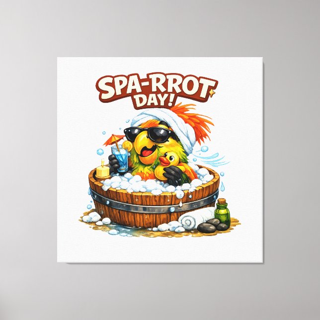 Lienzo Spa-rrrot Day Funny Parrot Spa Relax Design (Anverso)