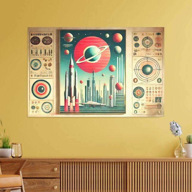 Lienzo Space Age Interplanetary Coordinates Alien Relic (Insitu (Sala de estar))