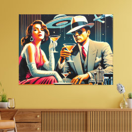 Lienzo Space Age Las Vegas Gangster Martini Party