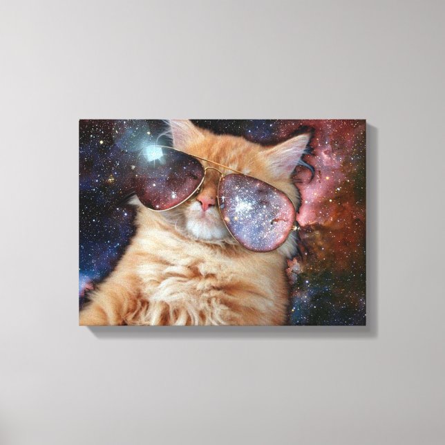 Lienzo Space cat wearing sunglasses (Anverso)