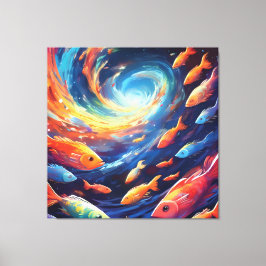 Lienzo Space themed art with fish