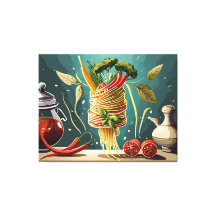 Spaghetti mit Gemüse und Kräutern Wirbel