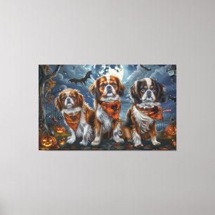 Lienzo Spaniel Tibetano Halloween Espeluznante 