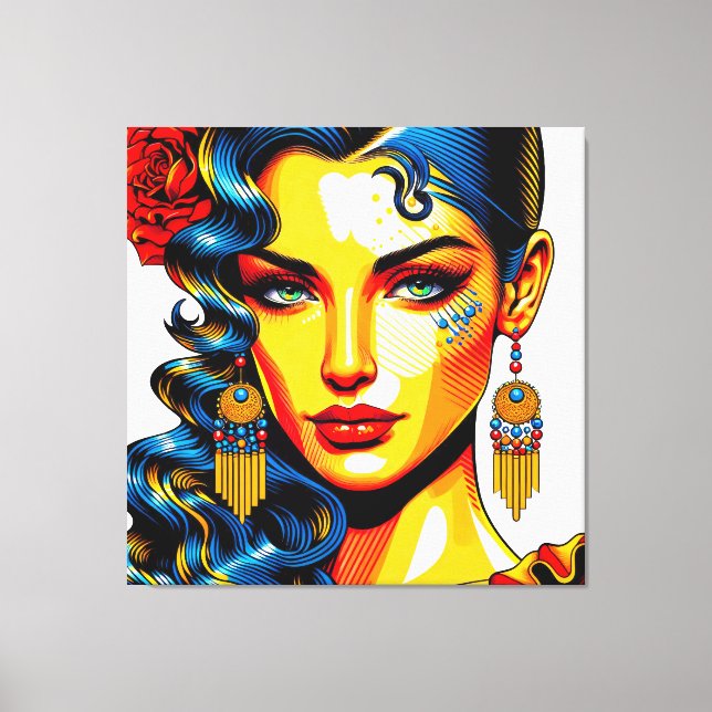 Lienzo Spanische Schönheit - Pop Farben Portrait (Anverso)