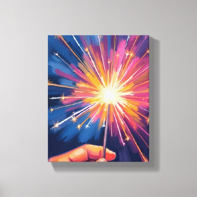 Lienzo Sparkler New Year Celebration Watercolor (Anverso)
