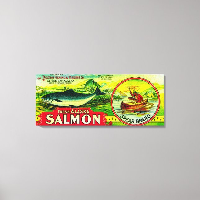 Lienzo Spear Salmon Can LabelYes Bay, AK (Anverso)