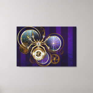 Lienzo Spider Steampunk sobre fondo morado