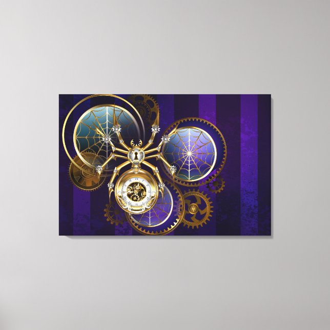 Lienzo Spider Steampunk sobre fondo morado (Anverso)