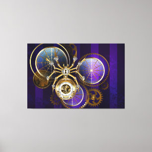 Lienzo Spider Steampunk sobre fondo morado