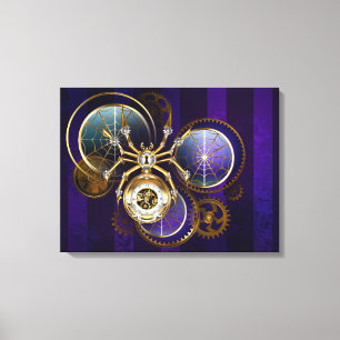 Lienzo Spider Steampunk sobre fondo morado