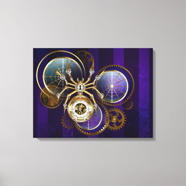 Lienzo Spider Steampunk sobre fondo morado (Anverso)