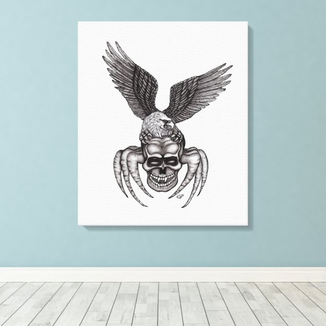 Lienzo Spiderskull con águila (Insitu (piso de madera))