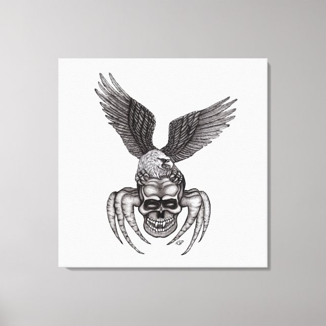 Lienzo Spiderskull con águila (Anverso)