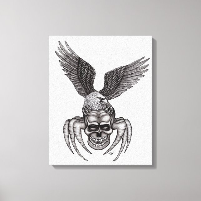 Lienzo Spiderskull con águila (Anverso)