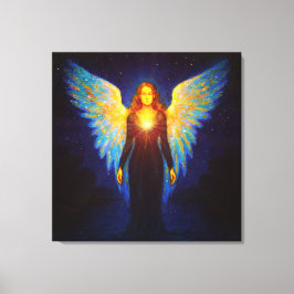 Lienzo Spirituell Leuchtender Engel bei Nacht am See