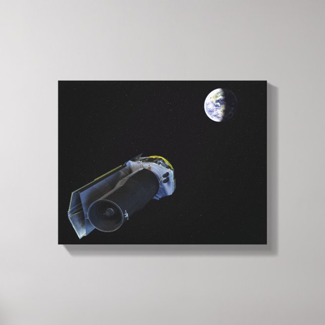 Lienzo Spitzer señala su antena de alta ganancia (Anverso)