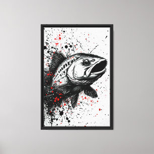Lienzo Splash Art Bass Fish Wall Art para los amantes de