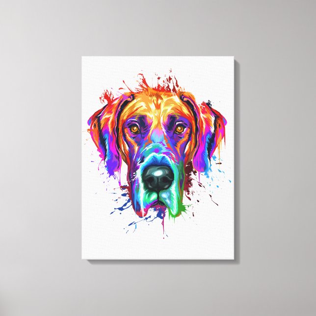 Lienzo Splash Art Great Dane Puppy Lover Regalos (Anverso)