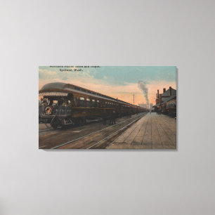 Lienzo Spokane, WA - Vista del tren y depósito de N. Pací