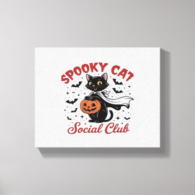 Lienzo Spooky Cat Social Club PNG - Cute Halloween Classi (Anverso)