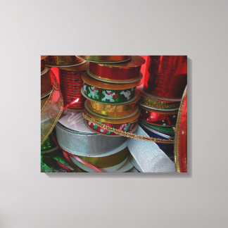 Lienzo Spool de Navidades Cinta vacaciones Rojo y Oro