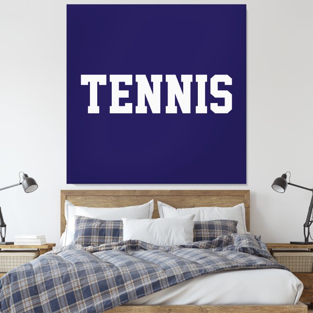 Lienzo Sporty Bold Navy Blue Athletic White TENNIS Text (Insitu(Dormitorio))