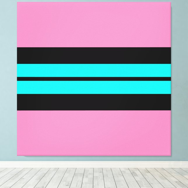 Lienzo Sporty Brillante Aqua Black White Pink Carreras St (Insitu (piso de madera))