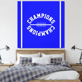 Lienzo Sporty CHAMPIONS Text Stripes On Vivid Royal Blue